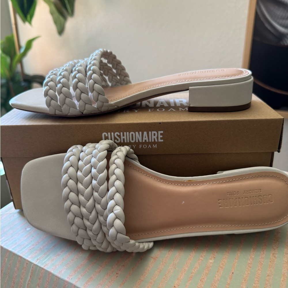 Cushionaire Women's Braided Slide Sandals - Cream